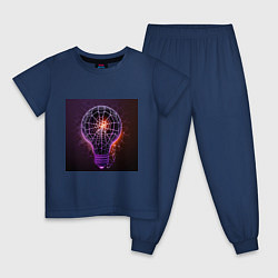 Пижама хлопковая детская Фиолетовая лампочка, цвет: тёмно-синий