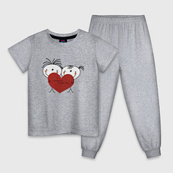 Пижама хлопковая детская Два любящих сердца становятся одним, цвет: меланж