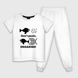 Пижама хлопковая детская Dont panic organise, цвет: белый