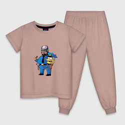 Пижама хлопковая детская Виггам робокоп, цвет: пыльно-розовый