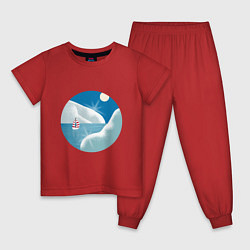 Пижама хлопковая детская Кораблик во льдах, цвет: красный