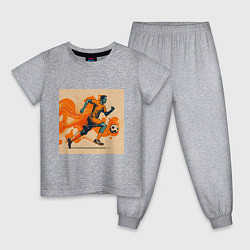 Пижама хлопковая детская Рывок футболиста, цвет: меланж