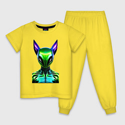 Пижама хлопковая детская Eared alien - neural network, цвет: желтый