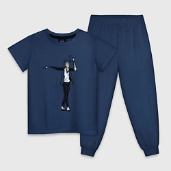Пижама хлопковая детская Майкл Джексон и шляпа, цвет: тёмно-синий