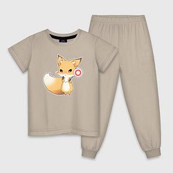 Пижама хлопковая детская Милая лисичка со знаком стоп, цвет: миндальный