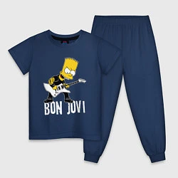 Пижама хлопковая детская Bon Jovi Барт Симпсон рокер, цвет: тёмно-синий