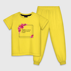 Пижама хлопковая детская Цветы-нежные и хрупкие создания, цвет: желтый