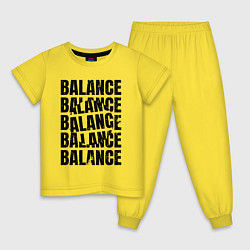 Пижама хлопковая детская Balance надпись с кругом, цвет: желтый