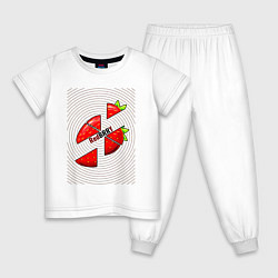 Пижама хлопковая детская Клубника по частям, цвет: белый