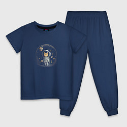 Пижама хлопковая детская Cosmocat, цвет: тёмно-синий