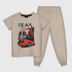 Пижама хлопковая детская Fear this, цвет: миндальный