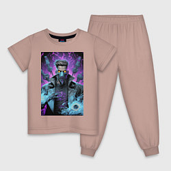 Пижама хлопковая детская Маг в маске, цвет: пыльно-розовый