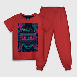 Пижама хлопковая детская Музыкальная девушка, цвет: красный