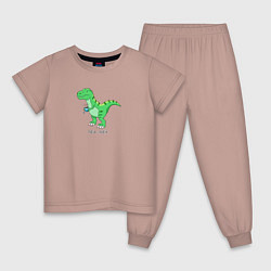 Пижама хлопковая детская Динозавр Tea-Rex, цвет: пыльно-розовый