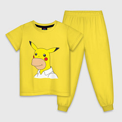 Пижама хлопковая детская Гомер пикачу на голове, цвет: желтый