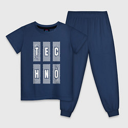 Пижама хлопковая детская Техно буквы в рамках, цвет: тёмно-синий