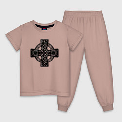 Пижама хлопковая детская Кельтский крест, цвет: пыльно-розовый