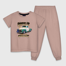 Пижама хлопковая детская Классический пикап Chevrolet Thriftmaster, цвет: пыльно-розовый