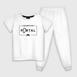 Пижама хлопковая детская Portal gaming champion: рамка с лого и джойстиком, цвет: белый