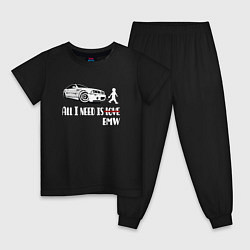 Пижама хлопковая детская BMW и любовь, цвет: черный