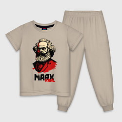 Пижама хлопковая детская Karl Marx - 3 цвета, цвет: миндальный