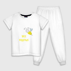 Пижама хлопковая детская Позитивная пчела, цвет: белый