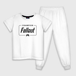 Пижама хлопковая детская Fallout gaming champion: рамка с лого и джойстиком, цвет: белый