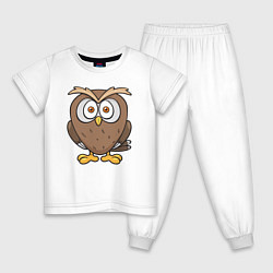 Пижама хлопковая детская Милая сова, цвет: белый