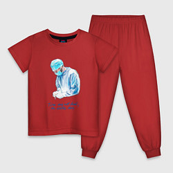 Пижама хлопковая детская Лечит не время - лечит доктор, цвет: красный