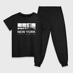 Пижама хлопковая детская Нью-Йорк Сити, цвет: черный