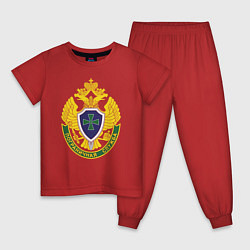 Пижама хлопковая детская Пограничные войска - герб, цвет: красный