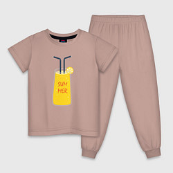 Пижама хлопковая детская Прохладный лимонад, цвет: пыльно-розовый