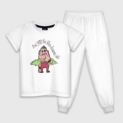 Пижама хлопковая детская Мультяшный персонаж, цвет: белый