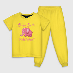 Пижама хлопковая детская Ты видишь розового слона?, цвет: желтый