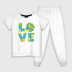 Пижама хлопковая детская Volleyball love, цвет: белый