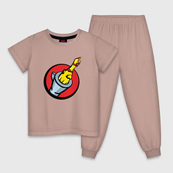 Пижама хлопковая детская Chicken gun логотип, цвет: пыльно-розовый