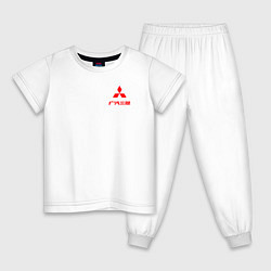Пижама хлопковая детская Mitsubishi motors sign, цвет: белый