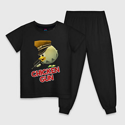 Пижама хлопковая детская Chicken Gun logo, цвет: черный
