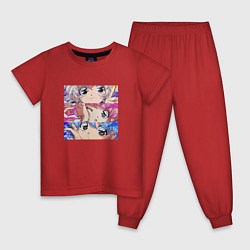 Пижама хлопковая детская Сейлор Мун ТРИО, цвет: красный