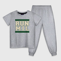 Пижама хлопковая детская Run Milwaukee Bucks, цвет: меланж