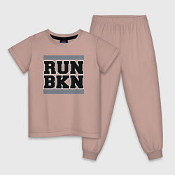 Пижама хлопковая детская Run Brooklyn Nets, цвет: пыльно-розовый