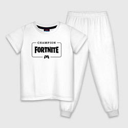 Пижама хлопковая детская Fortnite gaming champion: рамка с лого и джойстико, цвет: белый