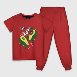 Пижама хлопковая детская Каваи авокадо - нокаут, цвет: красный
