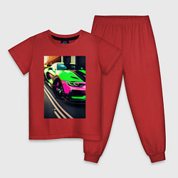 Пижама хлопковая детская БМВ M3, цвет: красный