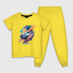 Пижама хлопковая детская BMW-1, цвет: желтый