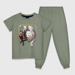 Пижама хлопковая детская Jing Honkai, цвет: авокадо
