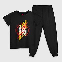 Пижама хлопковая детская Flash x3, цвет: черный