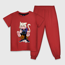 Пижама хлопковая детская Неферпиту - Хантер, цвет: красный