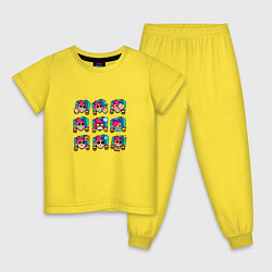 Пижама хлопковая детская Значки на Честера Пины Бравл Старс Chester, цвет: желтый