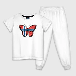 Пижама хлопковая детская Норвегия бабочка, цвет: белый
